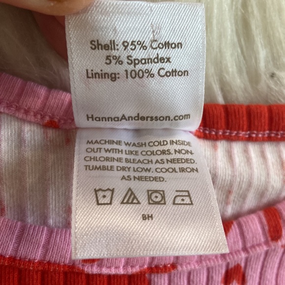 Hanna Andersson Girls Pink with Red Hearts Pajama Long Sleeves Top Sz 12 - Picture 7 of 10